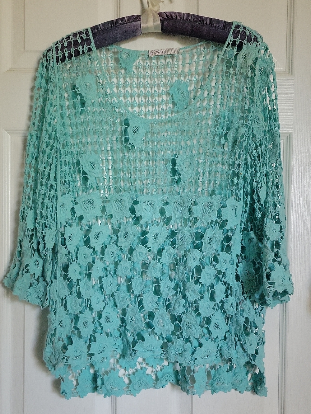 Fever Brand Aqua Crochet Womens Top. No Size See Measurements